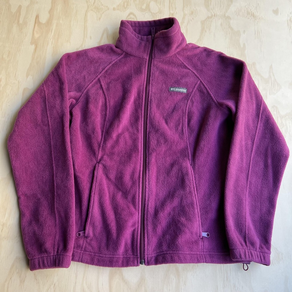 Columbia Fleece Jacket Womens Medium Purple Full Zip Pockets‎ Casual Outdoor